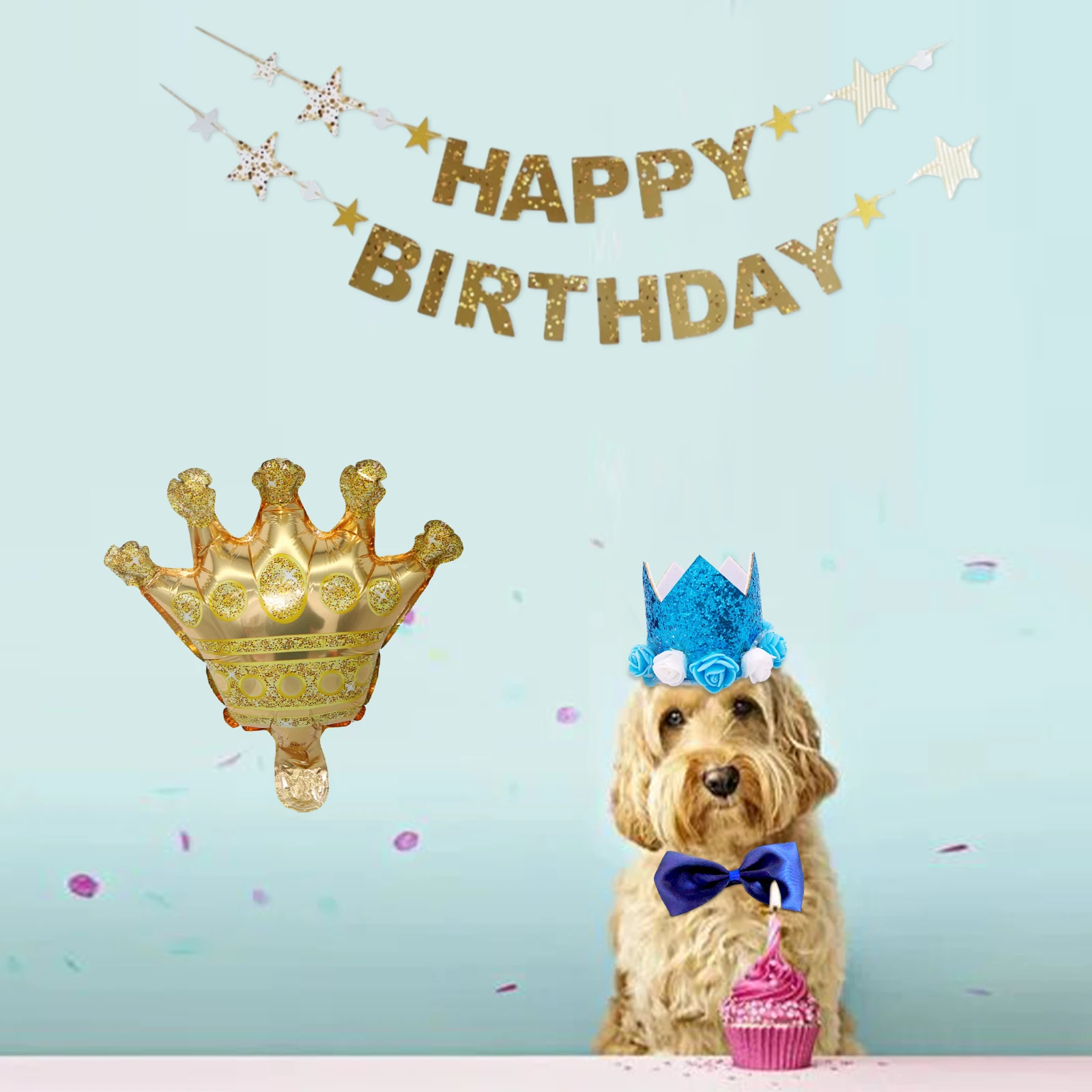 

5-24pcs Set Blue Cloth For Birthday Party Balloons Mylar Bright Balloons Pet Bandanas Foil Balloon Mens Birthday Decorations
