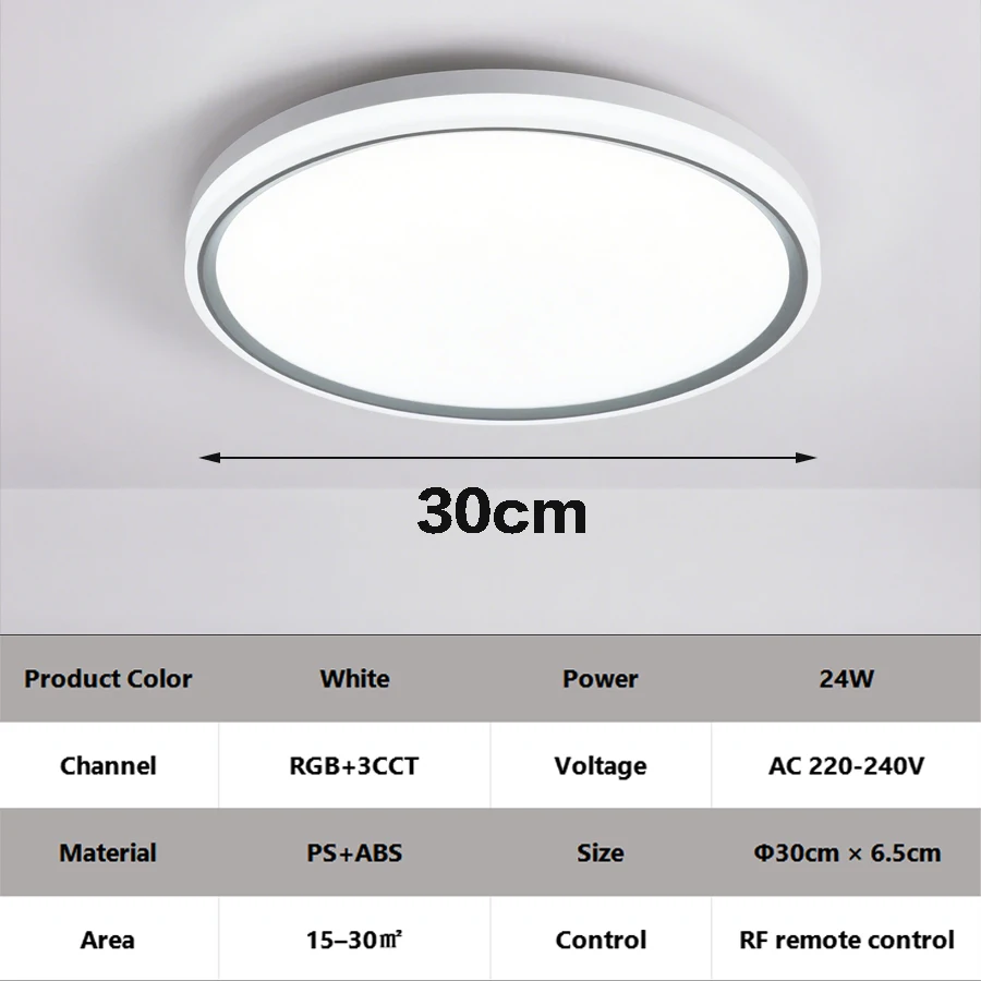 Smart LED Ceiling Light 24W RGB Round With Remote Control Ceiling Lighting For Living Room Bedroom Kitchen Indoor Lighting Decor