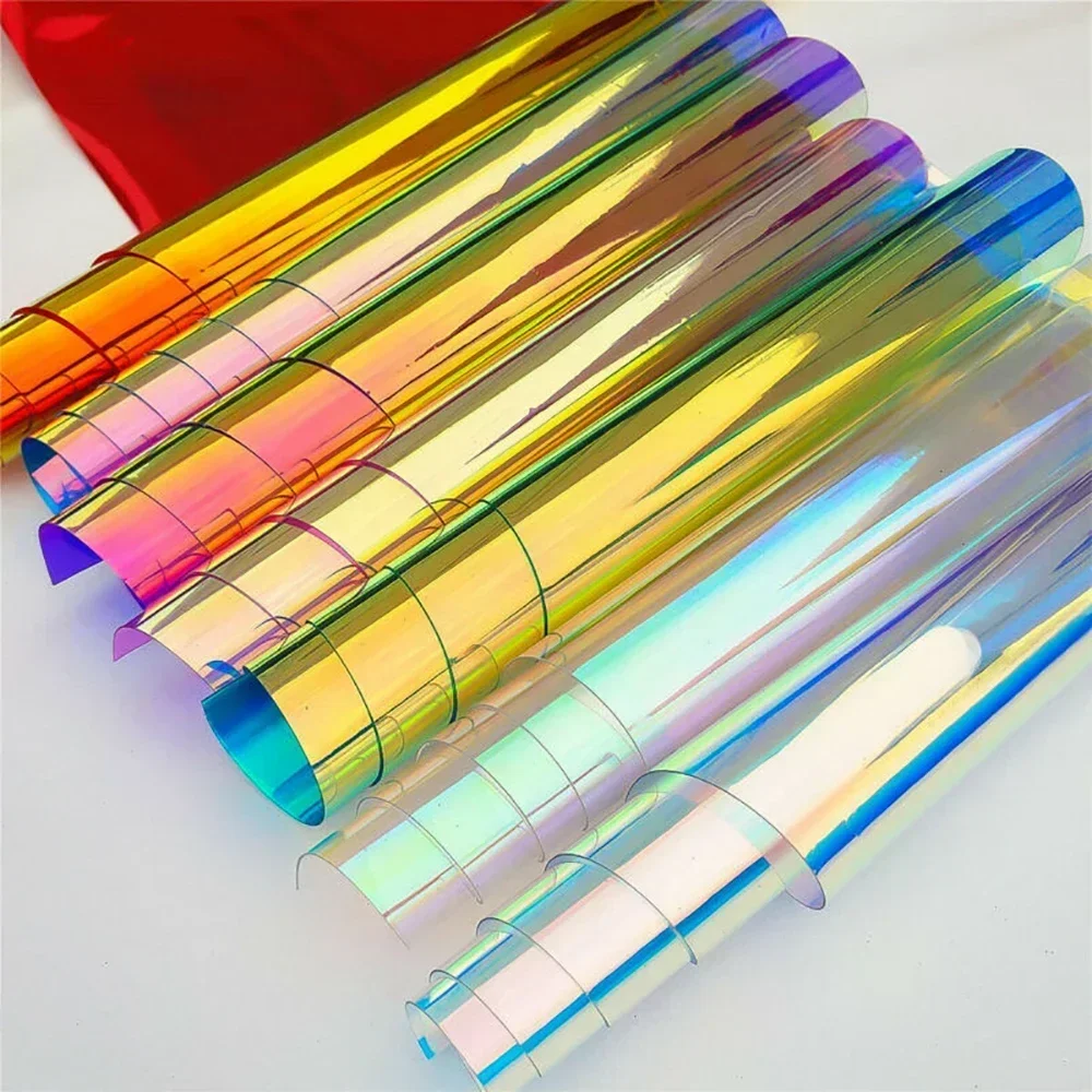 Vinyl Fabric Transparent PVC Holographic DIY Crafts Multicolor Fabric Vinyl Film For Making Shoes Bags Decorating Goods Crafts vinyl fabric vinyl sewing fabric