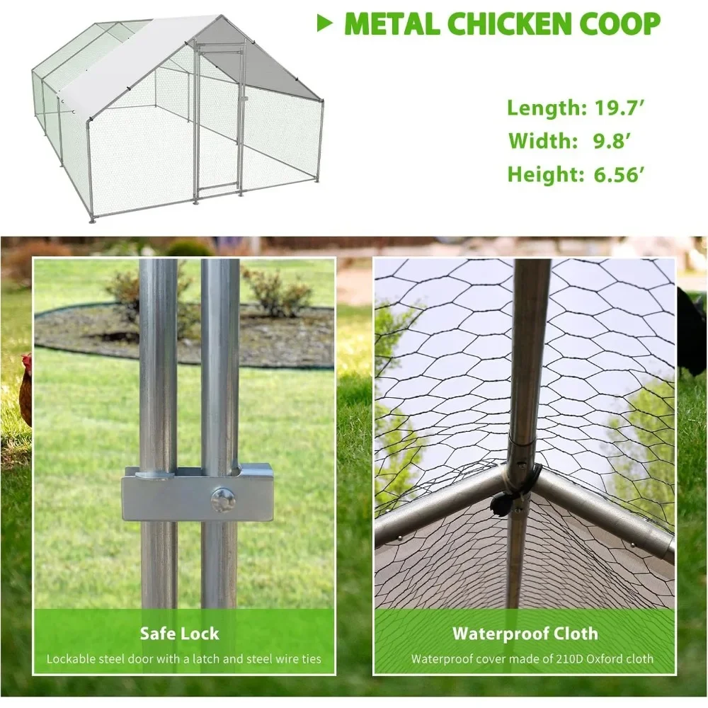Chicken Coop Large Metal Walk-in Poultry Cage With Cover Spire Shaped chicken coop door