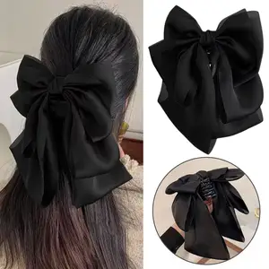 Hot Korean Style Big Size Bow Hair Clip Claw Clamp Hair Accessories Headwear High Barrettes New Girls Ponytail Women Women N8T4