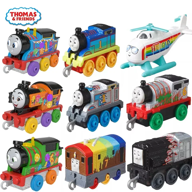 Original Thomas & Friends Trackmaster Train Rainbow Children Toys for Boys Diecast Railway Vehicle Percy NIA Sandy Harold Gift