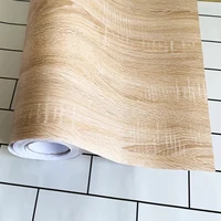 ไม้วอลล์เปเปอร์ Self กาวไวนิลคลาสสิกที่ถอดออกได้ Contact สติ๊กเกอร์ติดผนังกระดาษสําหรับเคาน์เตอร์ตู้เสื้อผ้า Renovation 1