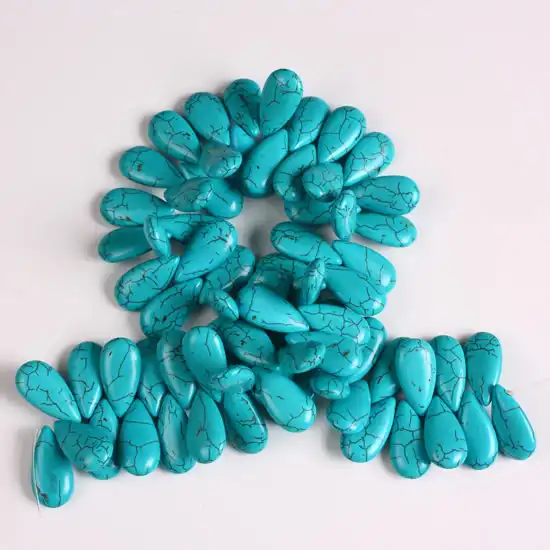 

16" Green Howlite Turquoise Water Drop Shape Loose Spacer Beads For Jewelry Making DIY Accessories