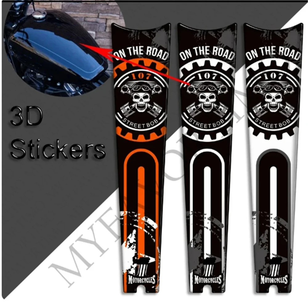 Motorcycle Stickers Decals Protector Tank Knee Pad Side Grips Gas Fuel Oil Kit For Harley Davidson Street Bob FXBB 107 M8