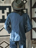 Non Stock 1930s Wabash Stripes Jacket Vintage Men's Workwear Railway Denim Coat 2
