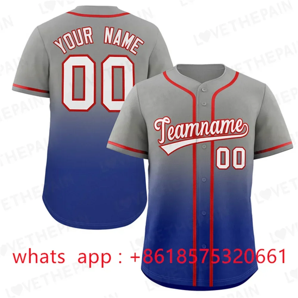 Baseball Jersey Button Down Plain Short Sleeve Hipster Hip Hop T Shirts Baseball Jersey add your name number