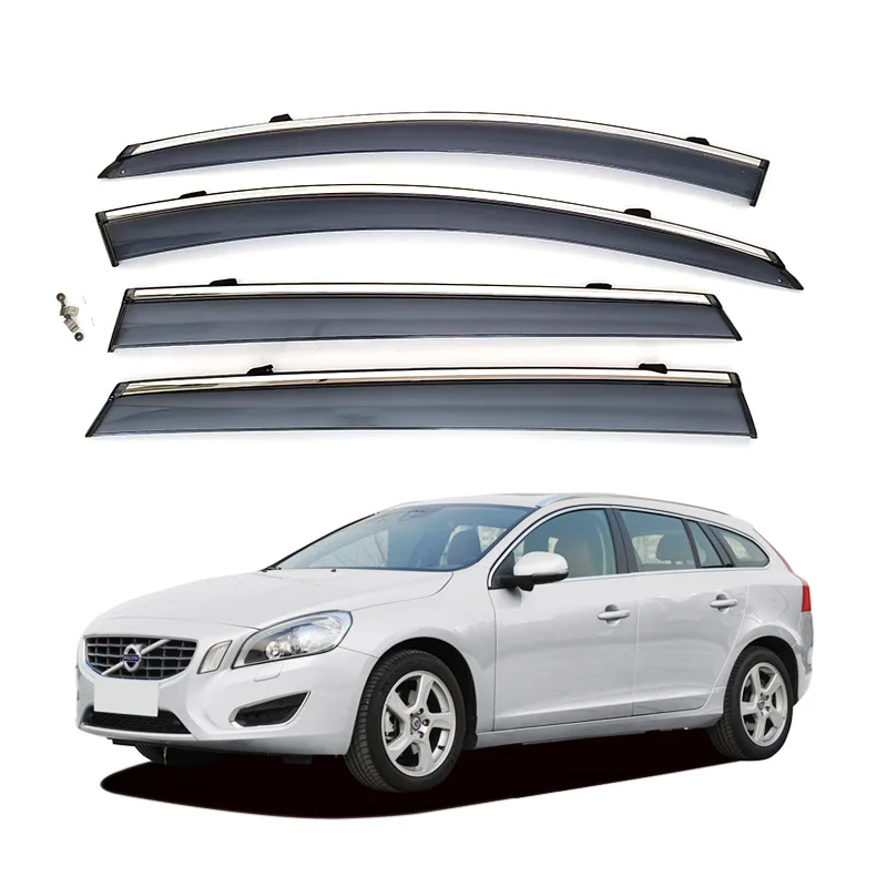 PC Material Door Window Deflector Rain Visor Weather Vent For Volvo V60 2011 -