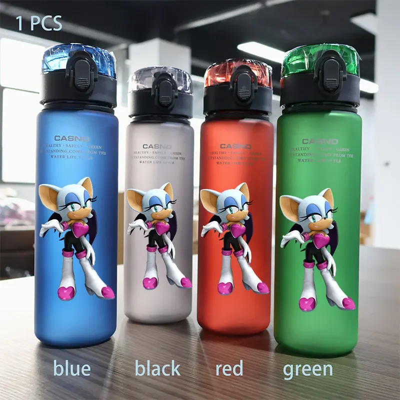 thumbnail image 1 of Botella de agua Sonic The Hedgehog de 560 ml para niños, de plástico, de gran capacidad, portátil, color negro, azul, rojo y verde, 1 of 5