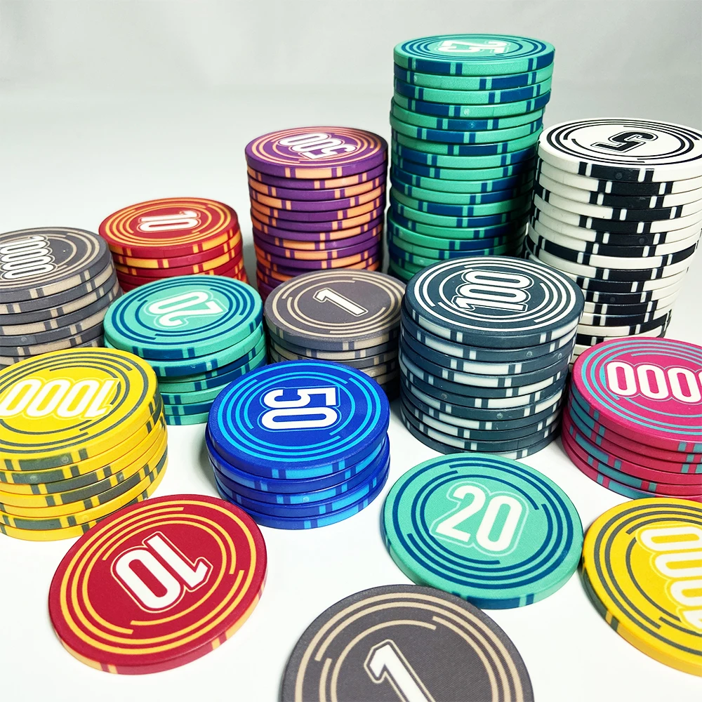 100pcs Ceramic Chip Set 43mm/pcs Texas Hold'em Poker Chips Casino Poker Chips Baccarat Entertainment Coins with Denomination 2