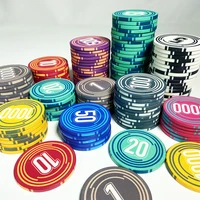 100pcs Ceramic Chip Set 43mm/pcs Texas Hold'em Poker Chips Casino Poker Chips Baccarat Entertainment Coins with Denomination 2