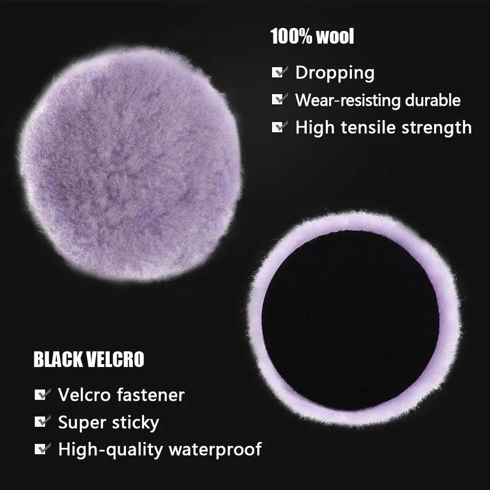 Heavy Cut Purple Wool High Density Lambs Polishing Pad For DA/RO/GA Polisher 1Pc 3