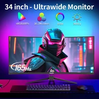 Игровой монитор Gawfolk Curved, 34-дюймовый UWQHD 3440x1440P, сверхширокий экран ПК 1500R, 165 Гц, изогнутый компьютерный экран, панель экрана VA — изображение 3