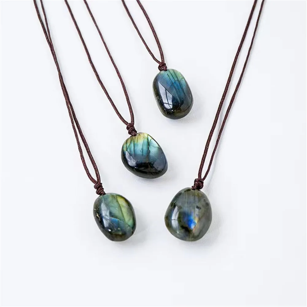 

Natural Labradorite Pendant Necklaces Men Women Energy Quartz Necklaces Stones Ornament Moonstone Home Decoration
