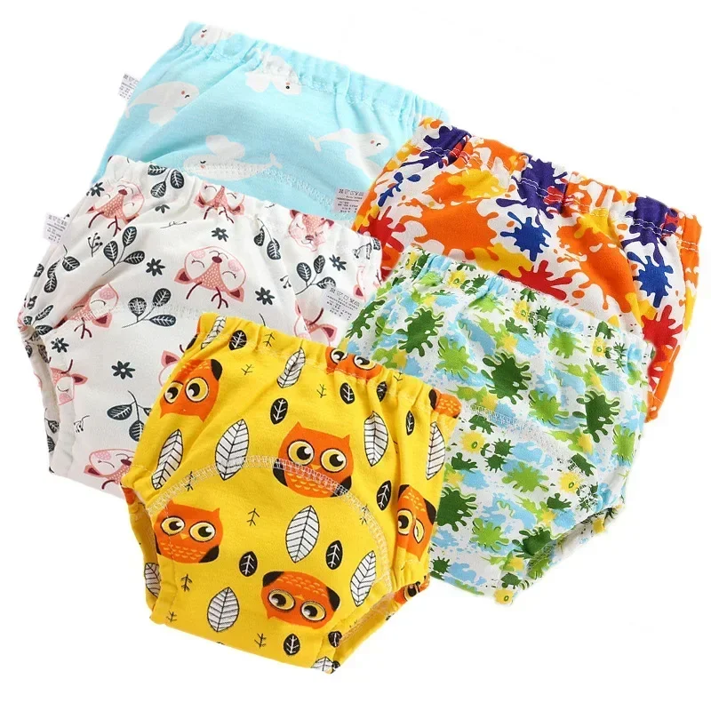 4 pz/lotto cotone pantaloni da allenamento mutandine pannolini di stoffa impermeabili pannolini riutilizzabili pannolini intimo per bambini