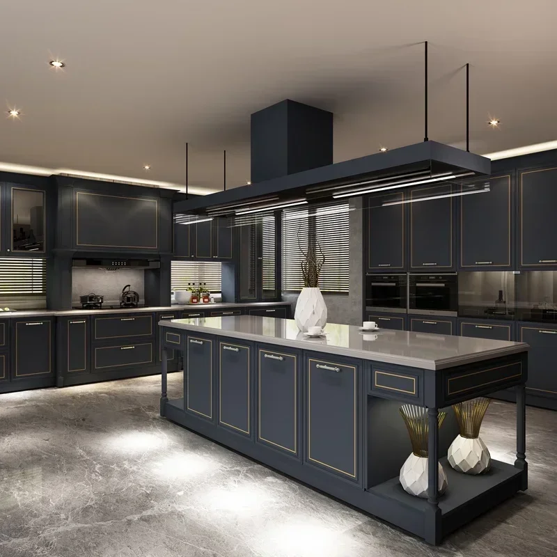 The whole cabinet custom kitchen whole house decoration quartz stone tabletop kitchen cabinet custom-made open European luxury 3