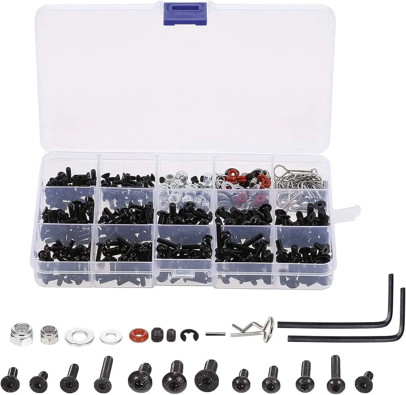 522PCS Universal RC Schrauben Kits Teile Sets Hardware Befestigungselemente für Traxxas/Arrma/Redcat/Axial/Tamiya/HPI 1/8 1/10 1/12 1/14 1/18 – Detail 4