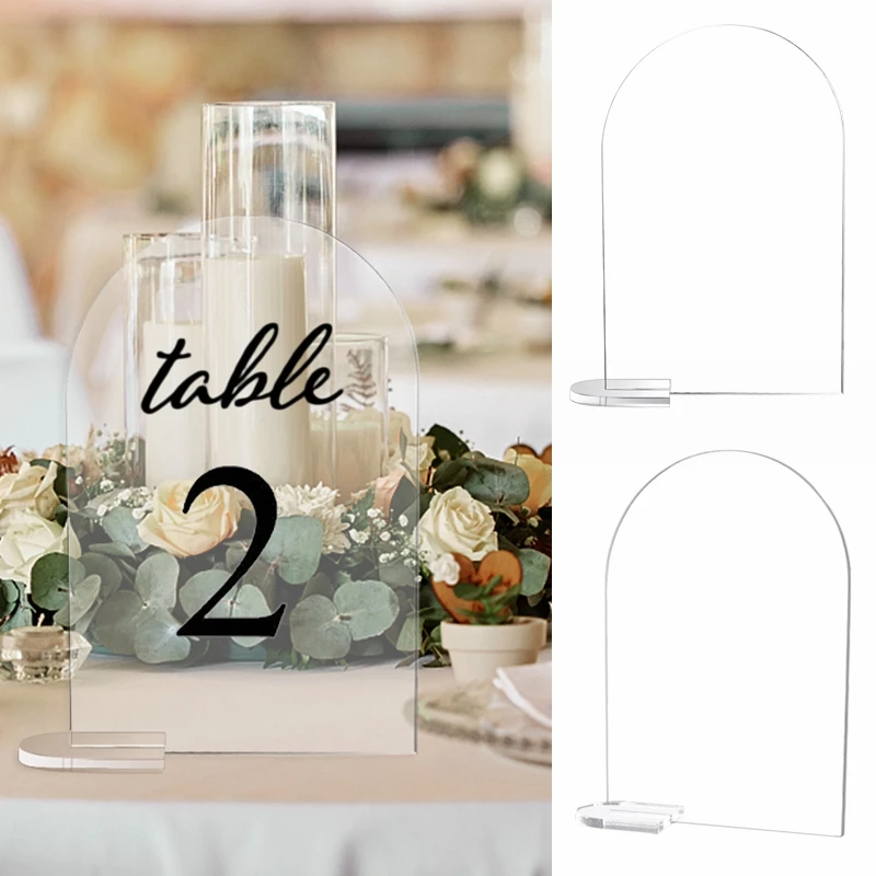 5pcs Wedding Blank Clear Table Number Signs Acrylic Display Stand Place Card Holder for Birthday Festival Party Table Decoration