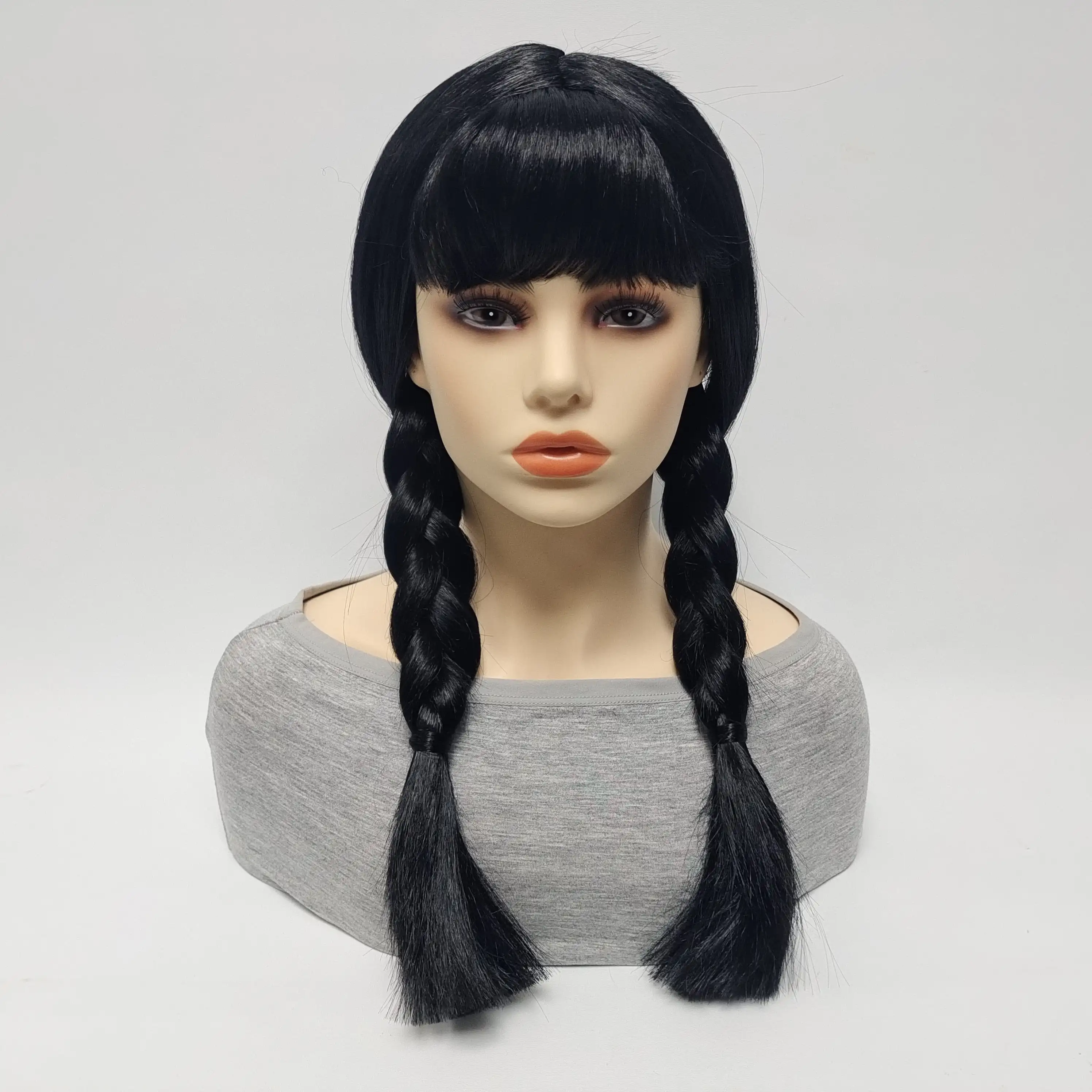 Wednesday Addams Wig For Women Cosplay Black Two Braids Fashion Synthetic Wig High Quality Free Shipping And Cheap Item Wigs