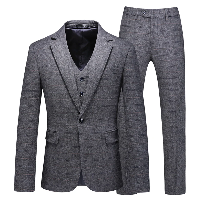 Men's Business Casual Three-Piece Set 2024 Fashion Bridegroom Dress Suit Vest Trousers High Quality