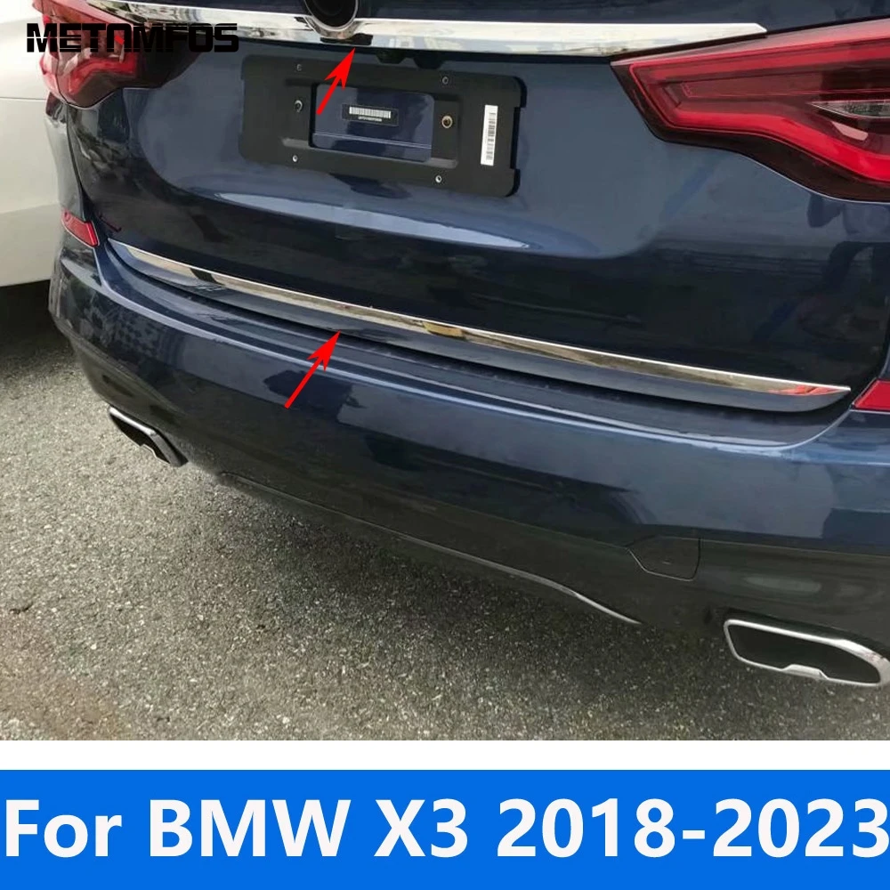 

Задняя дверная ручка для BMW X3, 2018, 2019, 2020, 2021, 2022, 2023, хромированная Задняя Крышка багажника, крышка багажника, отделка, аксессуары, Стайлинг автомобиля