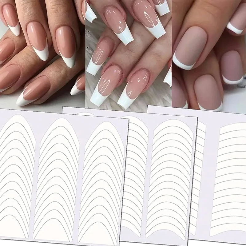 

10pcs 3D Nail Art Sticker White Slim Wave Polish Smile Strips French Style Nail Accesoires Nail Seal Lines