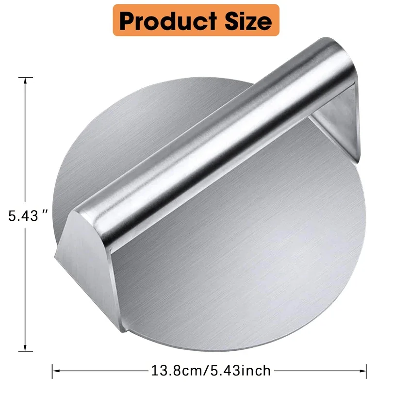 Stainless Steel Smash Burger Press Heavy Duty Round Patty Maker Mold Non-Slip Handle for BBQ Kitchen Accessories 4