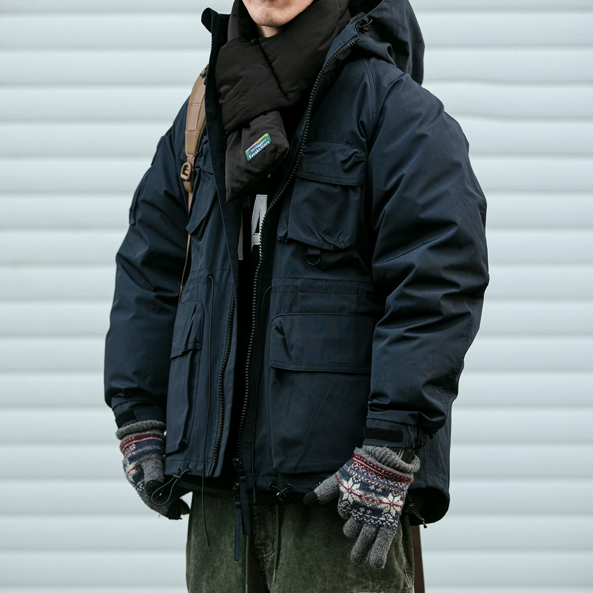 Winter American Outdoor Cargo Hooded Puffer Jacket Men Clothing Harajuku Casual Windproof Hiking Suit Korean Coat down jacket mens jacket
