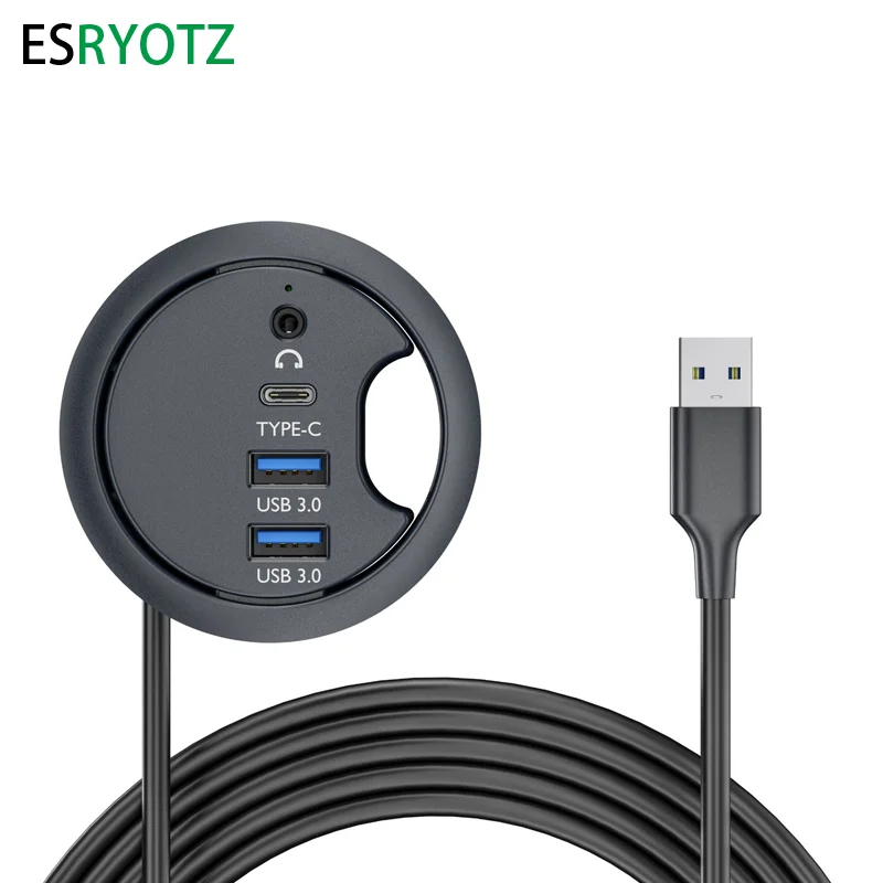 USB Desk Hub USB3.0 HUB With 2 Port USB3.0 2 Port Type C Adapter For Desktop PC/Notebook USB HUB Desk Mount USB3.0 Splitter 5
