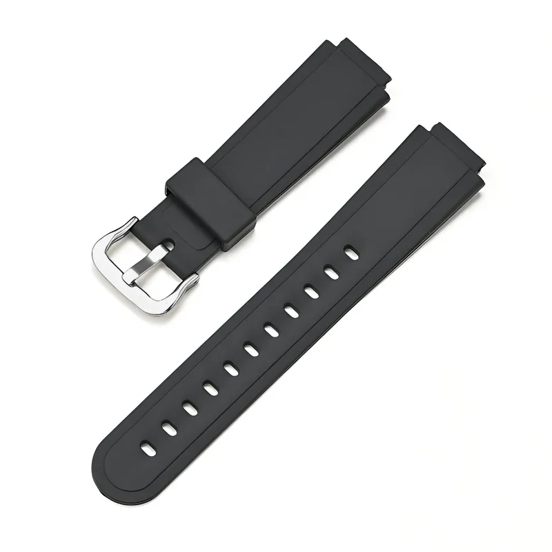 Black TPU Resin Watch Strap with Steel Pin Buckle