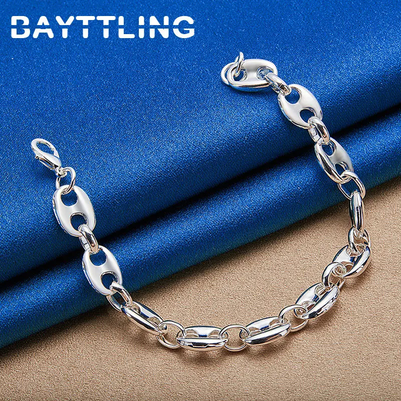 Men's S925 Sterling Silver Fine Pig Nose Chain Bracelet For Women Fashion Girlfriend Wedding Jewelry Temperament Accessories