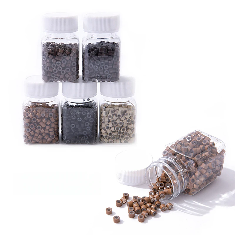 10,000 조각 헤어 익스텐션 링 5.0*3.0*3.0mm 알루미늄 마이크로 링 실리콘..