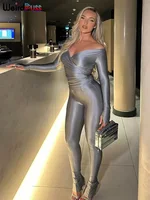 Weird Puss Elegant Women Tracksuit 2 Piece Set Skinny Cross Slash Neck Crop Tops+Leggings Stretch Matching Streetwear Outfits - Image 5