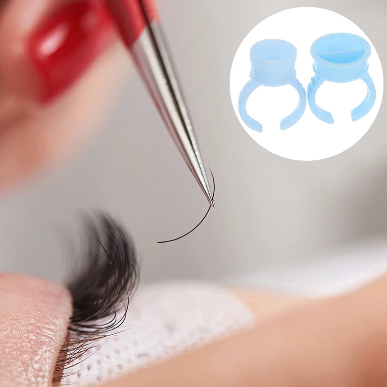 

200 Pcs Tattoo Ring Cup Eyelash Blossom Glue Plastic Pigment Volume Holder Microblading