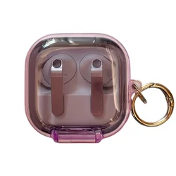 Clear Protective Case with Shockproof Cover, Lock Buckle & Keychain Hook - Galaxy Buds 4 (Purple)