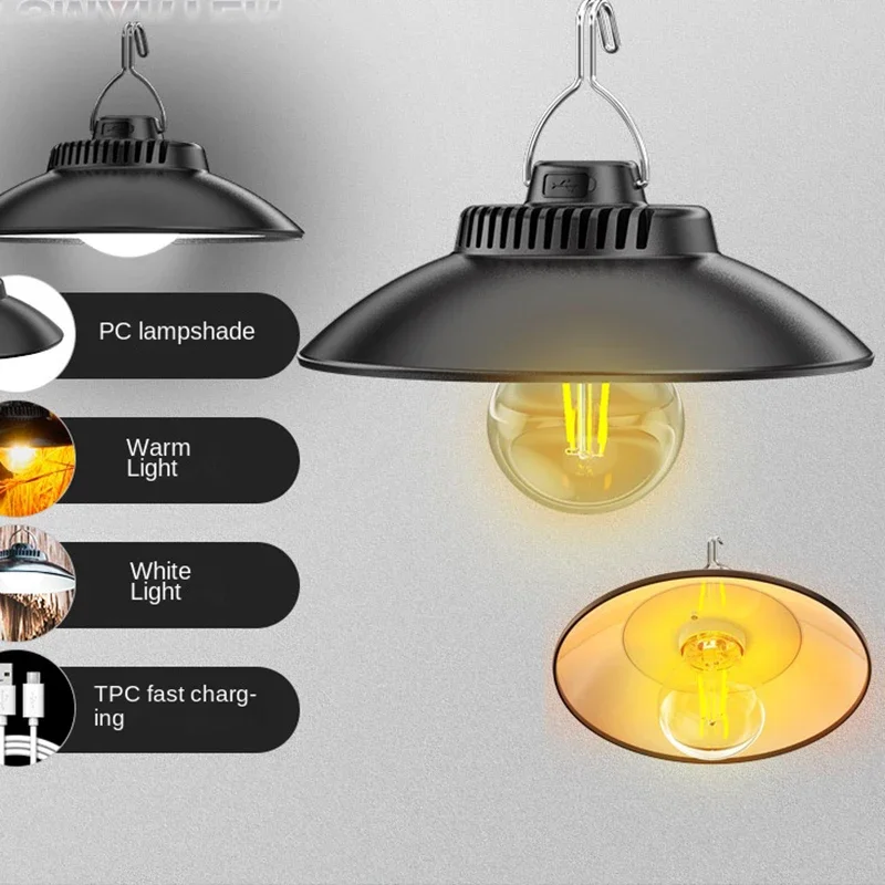 Vintage-Style Rechargeable Camping Lantern - Portable, Dimmable Outdoor Hanging Light