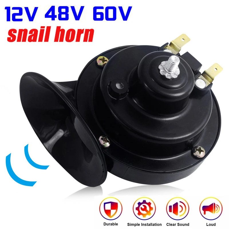 Motorcycle Electric Horn Scooter Horn 110dB Super Loud Motorcycle Waterproof Snail Horn Sound Monophonic Scooters Accessorie Electric Moped Horn Megaphone 12V 48V 60V