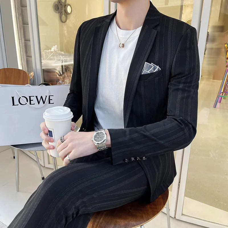 Spring and Autumn Business Leisure Suit for Men High-grade (suit + Trousers) Stylish and Handsome Two-piece Set M-5XL