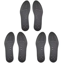 Magnetic Therapy Massage Insoles for Weight Loss and Foot Acupressure (3 Pairs-Black)
