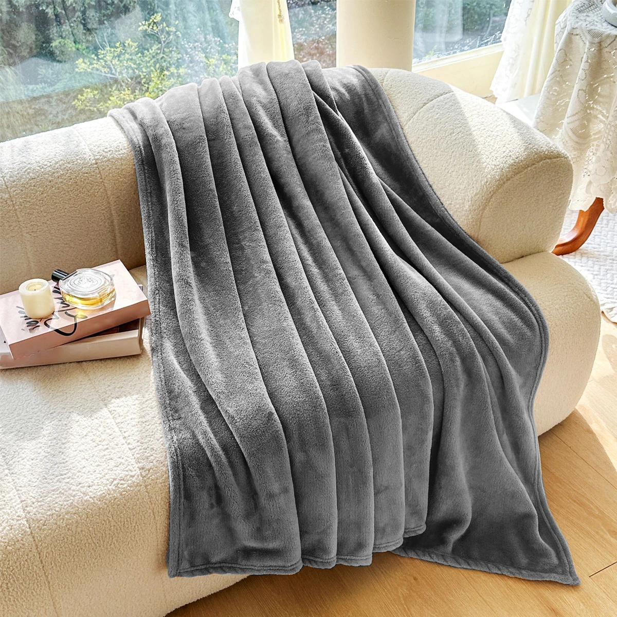 

Bucephalus Grey throw Blanket Queen Size,High-Quality Machine Washable Spring & Summer Blanket Soft Flannel Bed Blanket