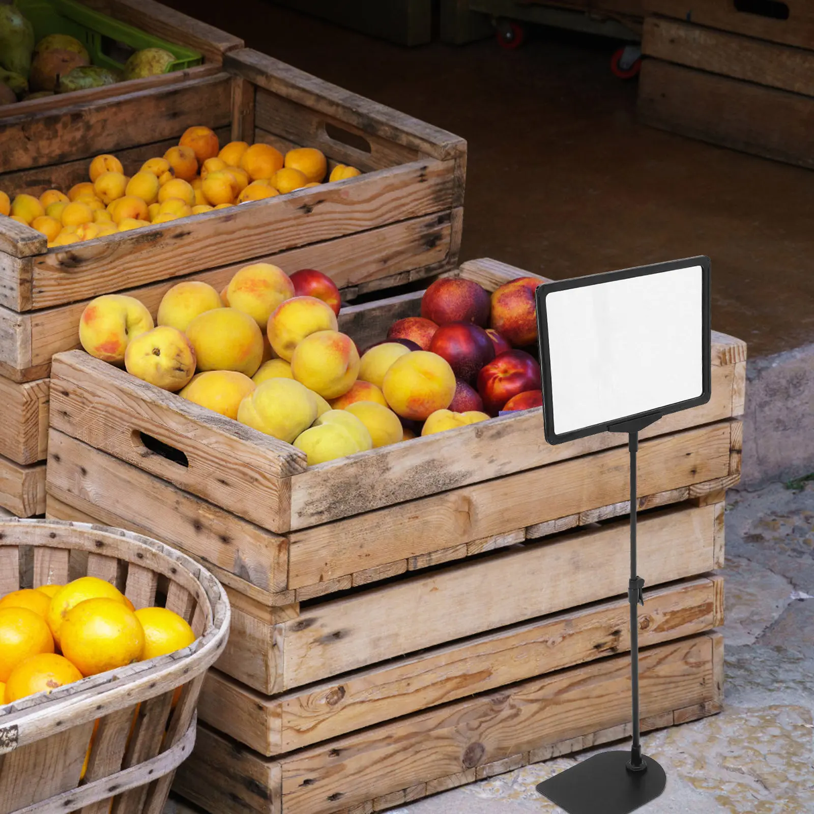 헤비 듀티 A4 가격표시대, 견고한 플라스틱 스테인리스 스틸 접이식 라벨 스탠드, 소매점 선반 가격표용