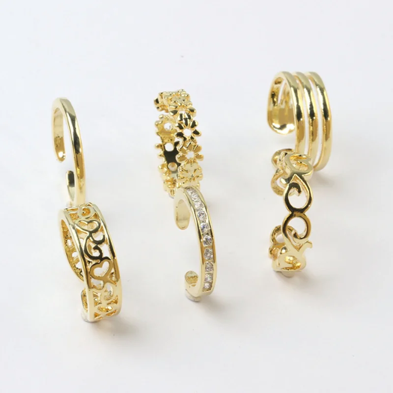 6Pcs/Set Gold Color Adjustable Toe Ring Simple Open Ring Set Women Knuckle Stackable Open Band Hawaiian Beach Foot Jewelry