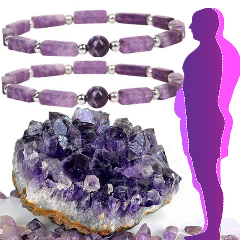 Bracciale con pietre preziose di cristallo curative: labradorite, ametista, pietra di luna - Italia