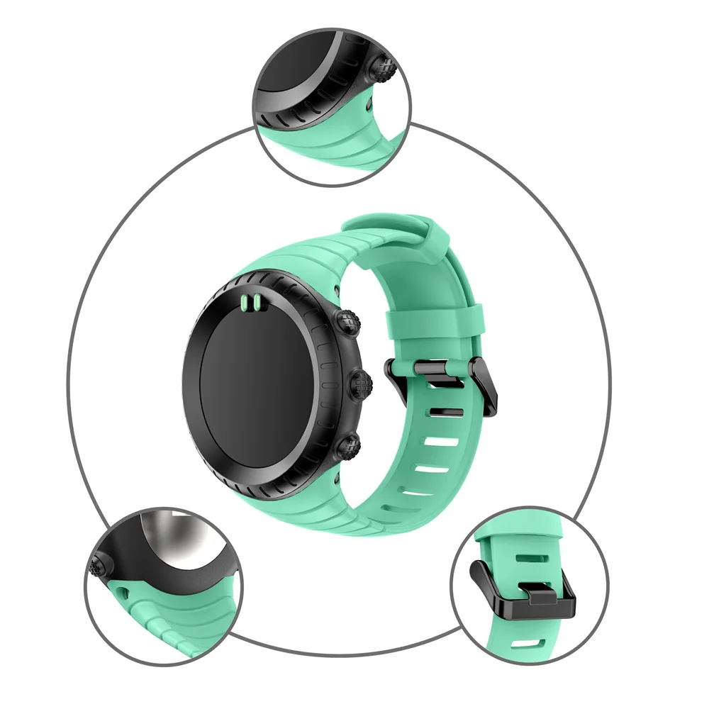 High-Quality Textured Silicone Watchband with Black Buckle