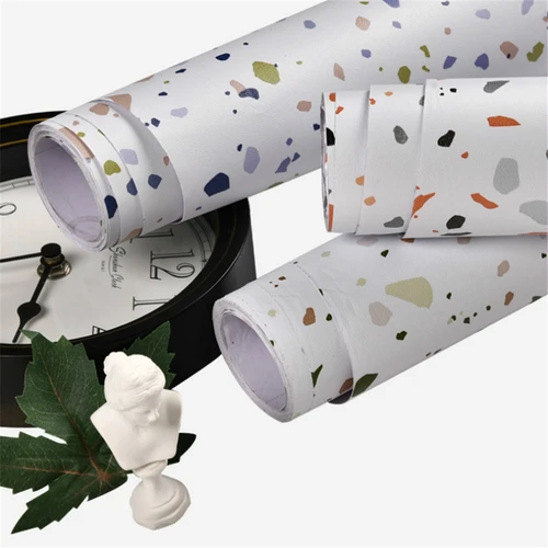 Terrazzo PVC 방수 자체 접착 벽지, 침실 벽 거실 장식, 비닐 가구 개조, 접촉 용지 2