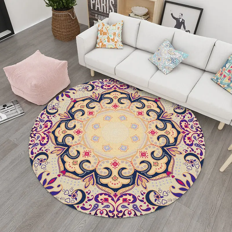 Linen Cotton Round Boho Carpet Rthnic Style Non-Slip Rugs Home Living Room  for Bedroom Floor Mat Bohemia Washable Rug - China Macrame Mat and Macrame  Seat Cushion price