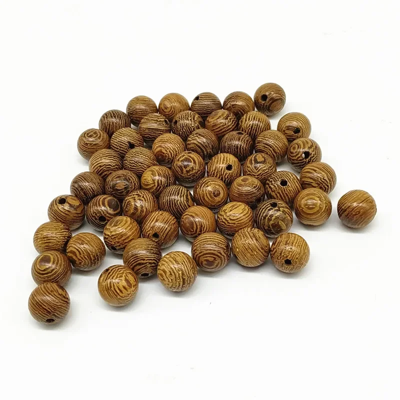 

*100pc 8mm Fashion Natural Wooden Wenge Beads Brown Round Spacer Stripe Beads No Harm Beads for DIY Jewelry Bracelet Makings