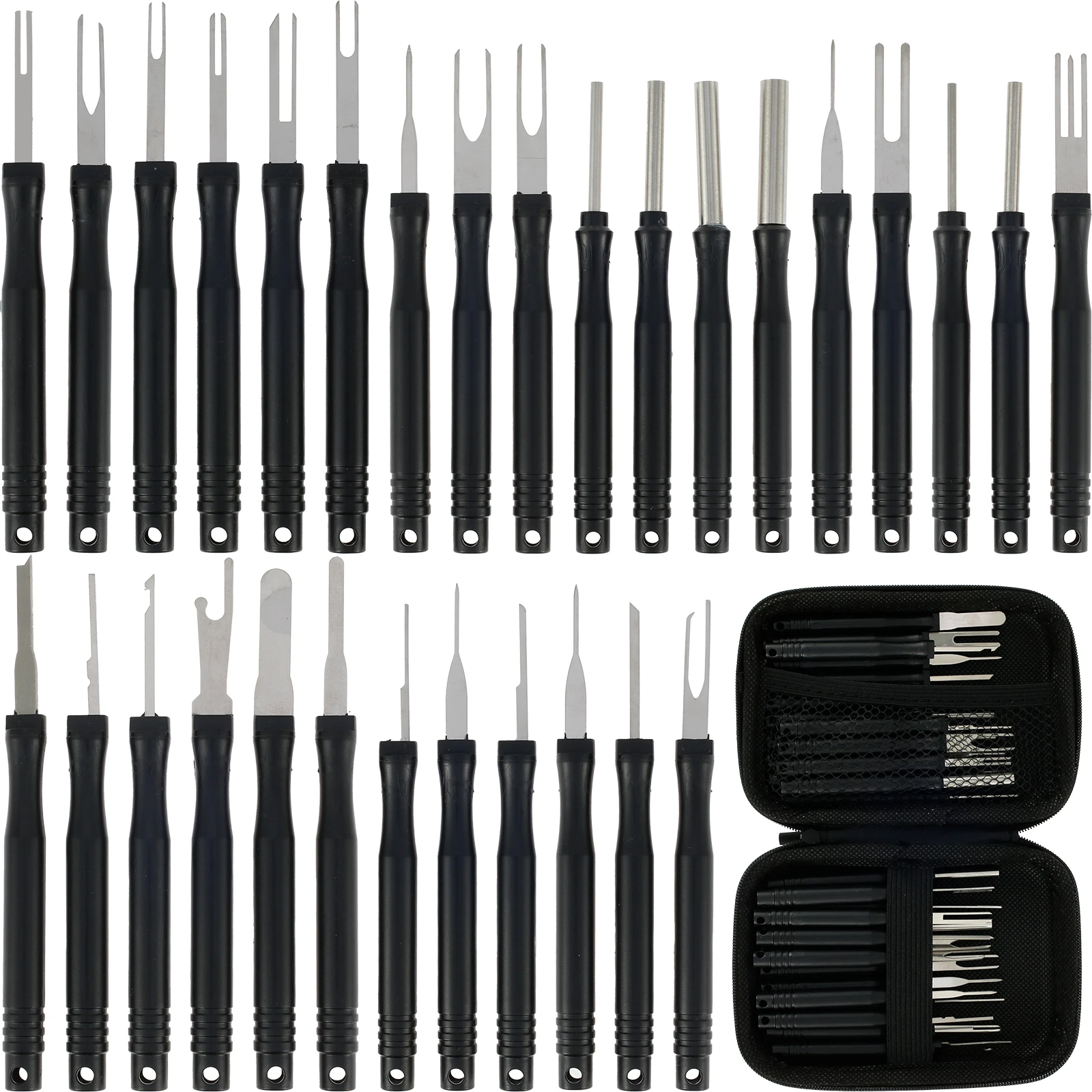 30Pcs Terminal Pin Removal Tool Kit Stainless Steel Pin Extractor Tool Reusable Electrical Wire Connector Release Auto