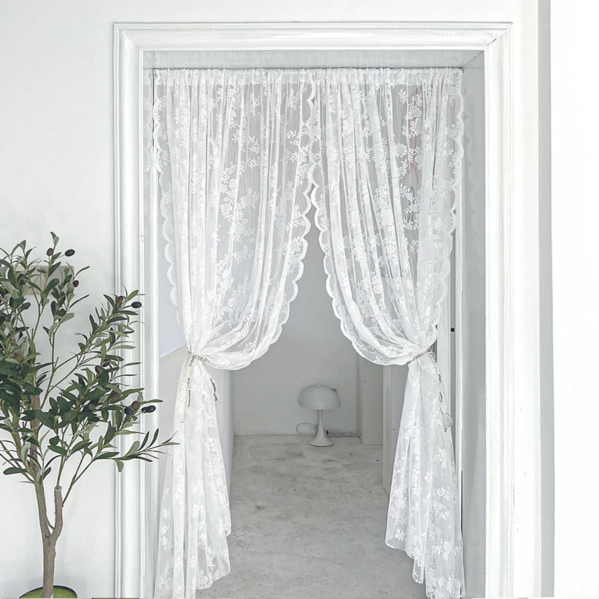 Tenda In Pizzo Decorativa - 120x80 Cm, Bianco, Poliestere | Per Cucina, Soggiorno, Camera - Foto 7