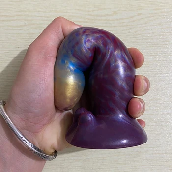 2 Beads Colorful Dildo Monster Anal Plug Silicone Fake Penis Vaginal Stimulator Prostate Massager Anal Dilator Women Masturbator 3